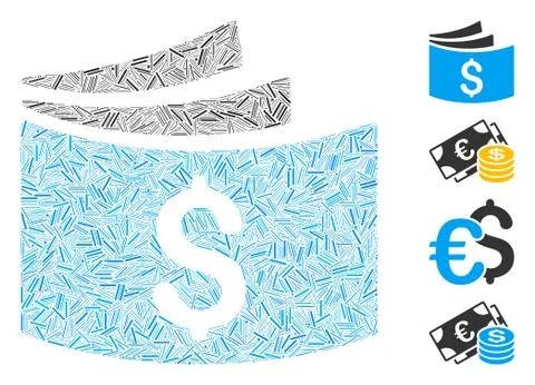 Line Checkbook Icon Vector Collage 스톡 일러스트