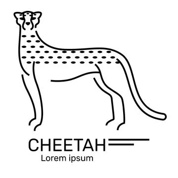 Line Cheetah standing, Linear logo minimalist style Stock Illustration