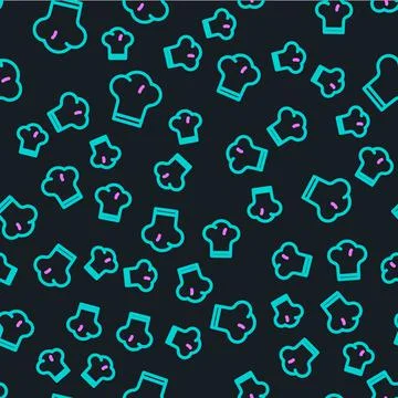 Line Chef hat icon isolated seamless pattern on black background. Cooking symbol Stock Illustration