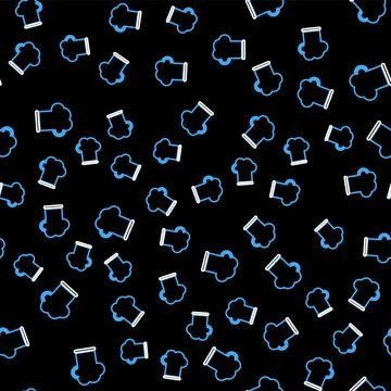 Line Chef hat icon isolated seamless pattern on black background. Cooking symbol 스톡 일러스트