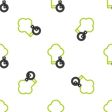 Line Chef hat icon isolated seamless pattern on white background. Cooking symbol Stock Illustration