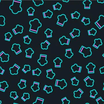 Line Chef hat icon isolated seamless pattern on black background. Cooking symbol 스톡 일러스트