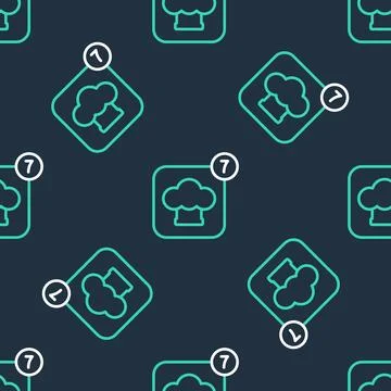 Line Chef hat icon isolated seamless pattern on black background. Cooking s.. Stock Illustration