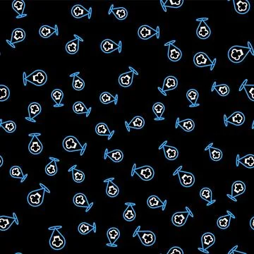 Line Chef hat with location icon isolated seamless pattern on black background Stock Illustration