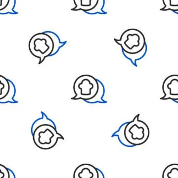Line Chef hat in speech bubble icon isolated seamless pattern on white backgr Stock Illustration