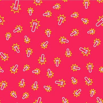 Line Chemical experiment, explosion in the flask icon isolated seamless pattern Illustrazione stock