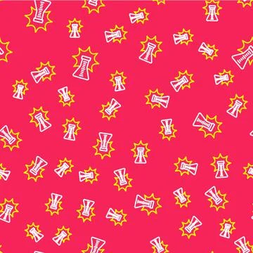 Line Chemical experiment, explosion in the flask icon isolated seamless pattern Illustrazione stock