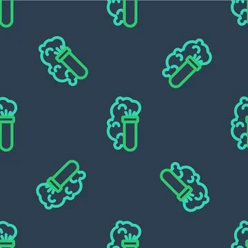 Line Chemical experiment, explosion in the flask icon isolated seamless pattern イラスト素材