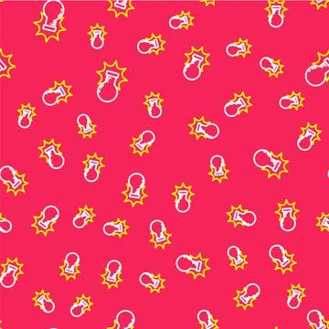 Line Chemical experiment, explosion in the flask icon isolated seamless pattern Stock Illustration