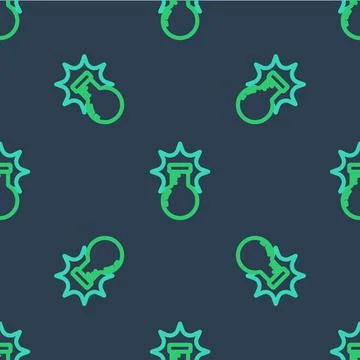 Line Chemical experiment, explosion in the flask icon isolated seamless pattern Stock Illustration
