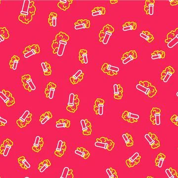Line Chemical experiment, explosion in the flask icon isolated seamless pattern イラスト素材