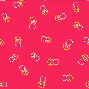 Line Chemical experiment, explosion in the flask icon isolated seamless pattern Stock Illustration