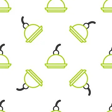 Line Cherry cheesecake slice with fruit topping icon isolated seamless pattern Illustrazione stock