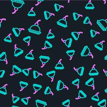 Line Cherry cheesecake slice with fruit topping icon isolated seamless pattern Illustrazione stock