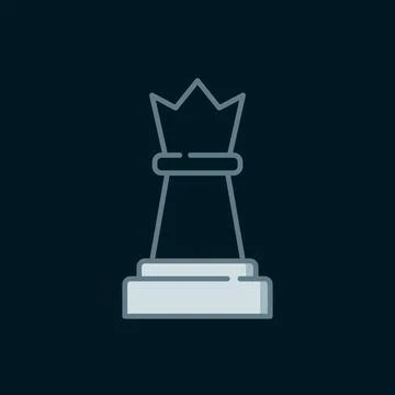 Line Chess icon isolated on black background. Business strategy. Game, mana.. Stock Illustration