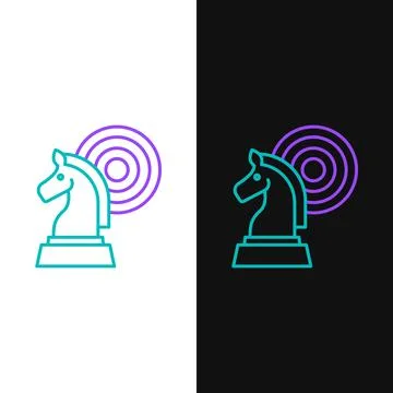 Line Chess icon isolated on white and black background. Business strategy. .. Stock Illustration
