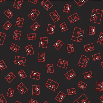 Line Chest for game icon isolated seamless pattern on black background. Vector Stock Illustration