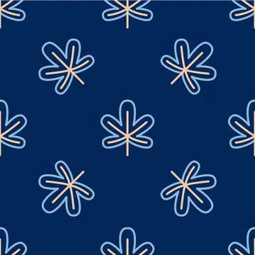 Line Chestnut leaf icon isolated seamless pattern on blue background. Vector Stock Illustration