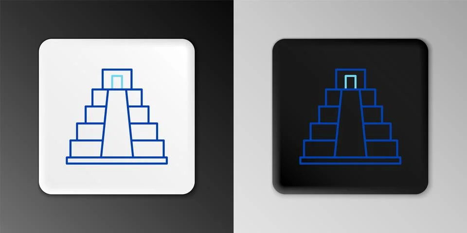 Line Chichen Itza in Mayan icon isolated on grey background. Ancient Mayan .. Ilustración de archivo