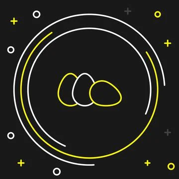 Line Chicken egg icon isolated on black background. Colorful outline concept Illustrazione stock