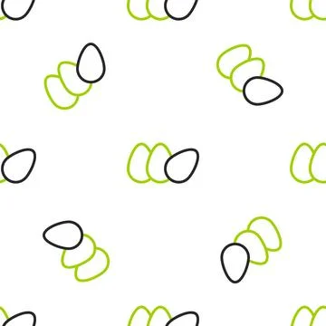 Line Chicken egg icon isolated seamless pattern on white background. Vector Stock Illustration