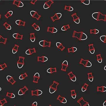 Line Chicken egg on a stand icon isolated seamless pattern on black background Stock Illustration
