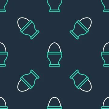 Line Chicken egg on a stand icon isolated seamless pattern on black backgro.. Stockillustratie