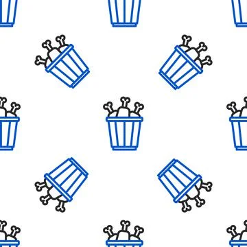 Line Chicken leg in package box icon isolated seamless pattern on white 스톡 일러스트