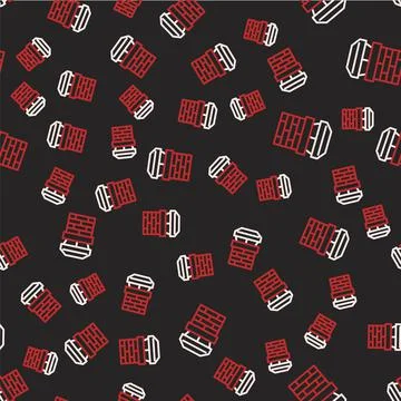 Line Chimney icon isolated seamless pattern on black background.  Vector Stockillustratie