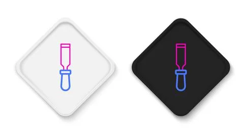 Line Chisel tool for wood icon isolated on white background. Colorful outline Stock Illustration