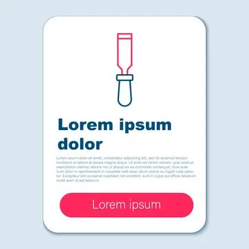 Line Chisel tool for wood icon isolated on grey background. Colorful outline Stock Illustration