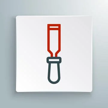 Line Chisel tool for wood icon isolated on white background. Colorful outline イラスト素材