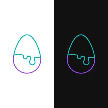 Line Chocolate egg icon isolated on white and black background. Colorful outline Stock Illustration