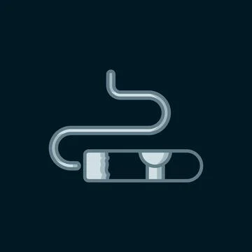 Line Cigar icon isolated on black background. Flat filled outline style wit.. Stock Illustration