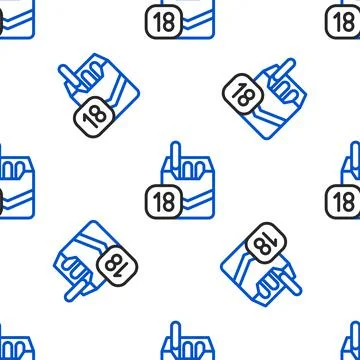 Line Cigarettes pack box icon isolated seamless pattern on white background. Age Illustrazione stock