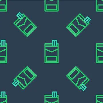 Line Cigarettes pack box icon isolated seamless pattern on blue background Illustrazione stock