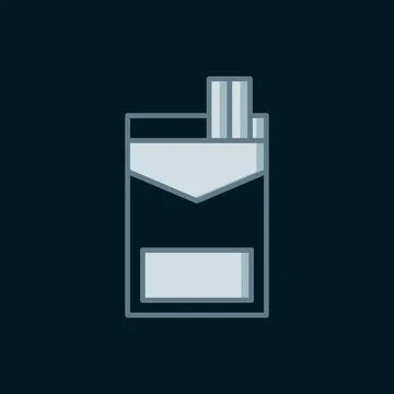 Line Cigarettes pack box icon isolated on black background. Cigarettes pack.. 스톡 일러스트