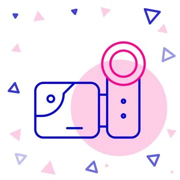 Line Cinema camera icon isolated on white background. Video camera. Movie sign Stock Illustration