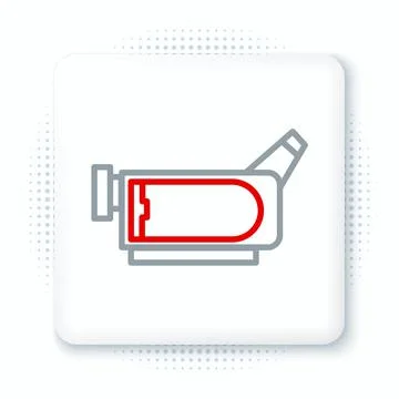 Line Cinema camera icon isolated on white background. Video camera. Movie sign Stock Illustration
