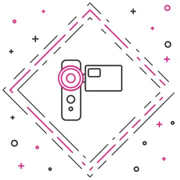 Line Cinema camera icon isolated on white background. Video camera. Movie sign Stock Illustration