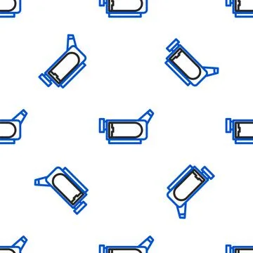 Line Cinema camera icon isolated seamless pattern on white background. Video Illustrazione stock