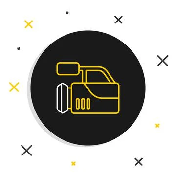 Line Cinema camera icon isolated on white background. Video camera. Movie sign 스톡 일러스트