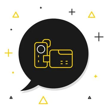 Line Cinema camera icon isolated on white background. Video camera. Movie sign Stock Illustration
