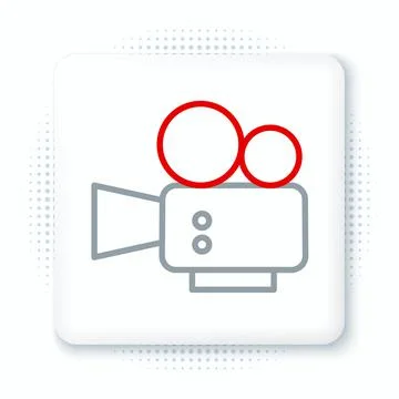 Line Cinema camera icon isolated on white background. Video camera. Movie sign Stock Illustration