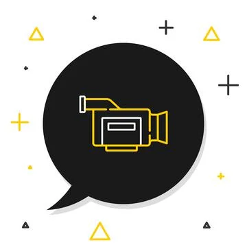 Line Cinema camera icon isolated on white background. Video camera. Movie sig Stock Illustration