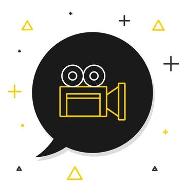 Line Cinema camera icon isolated on white background. Video camera. Movie sign Stock Illustration