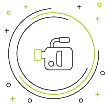 Line Cinema camera icon isolated on white background. Video camera. Movie s.. Stock Illustration