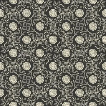 Line circle doodle textile pattern Stock Illustration
