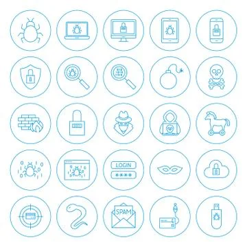 Line Circle Hacker Icons 库存插图