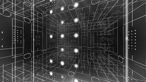 Line circle light 360 rotation technology background 4K LOOP colorless Stock Footage 103685168